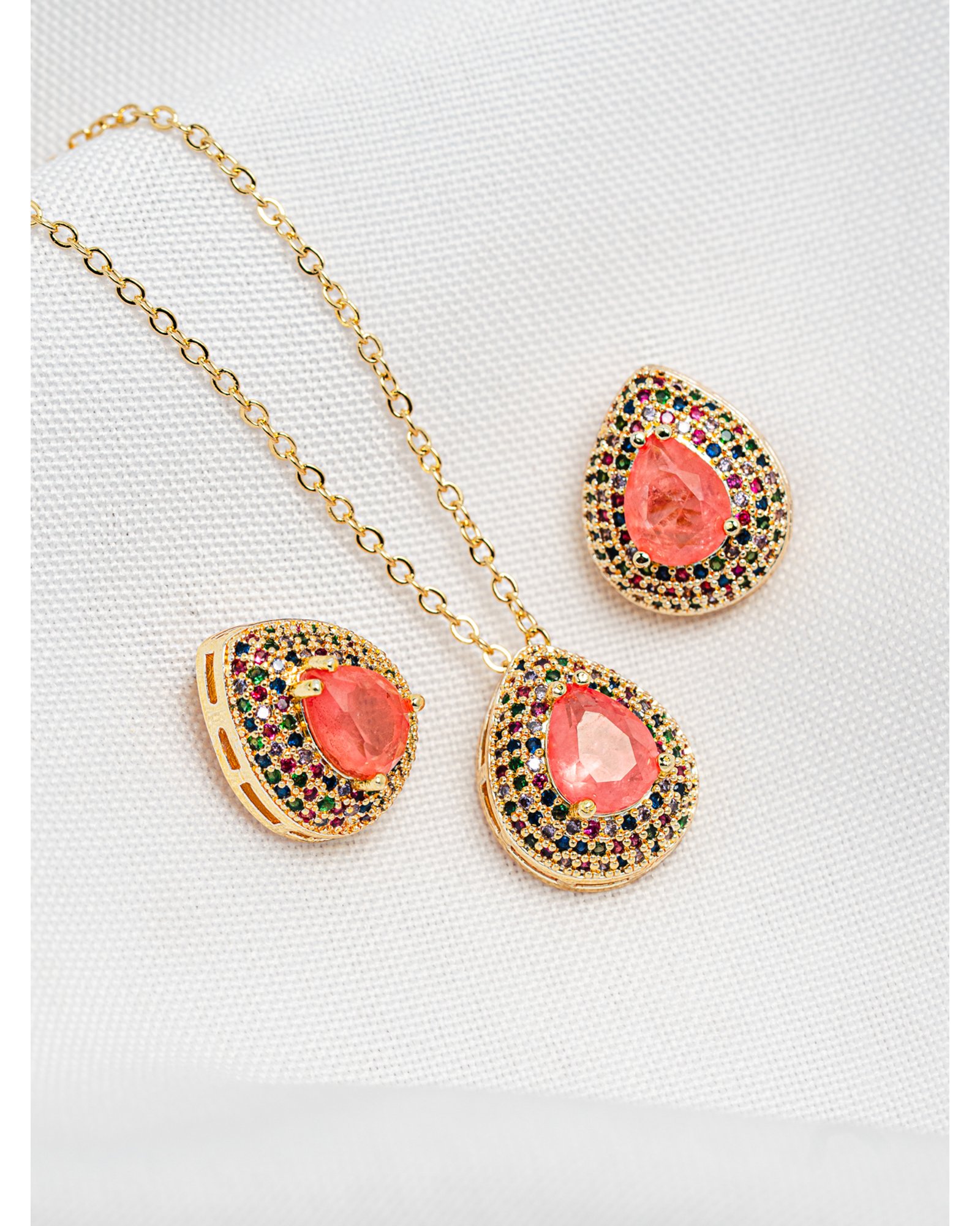 Conjunto Gota Rosé com Zircônias - Imagem 2