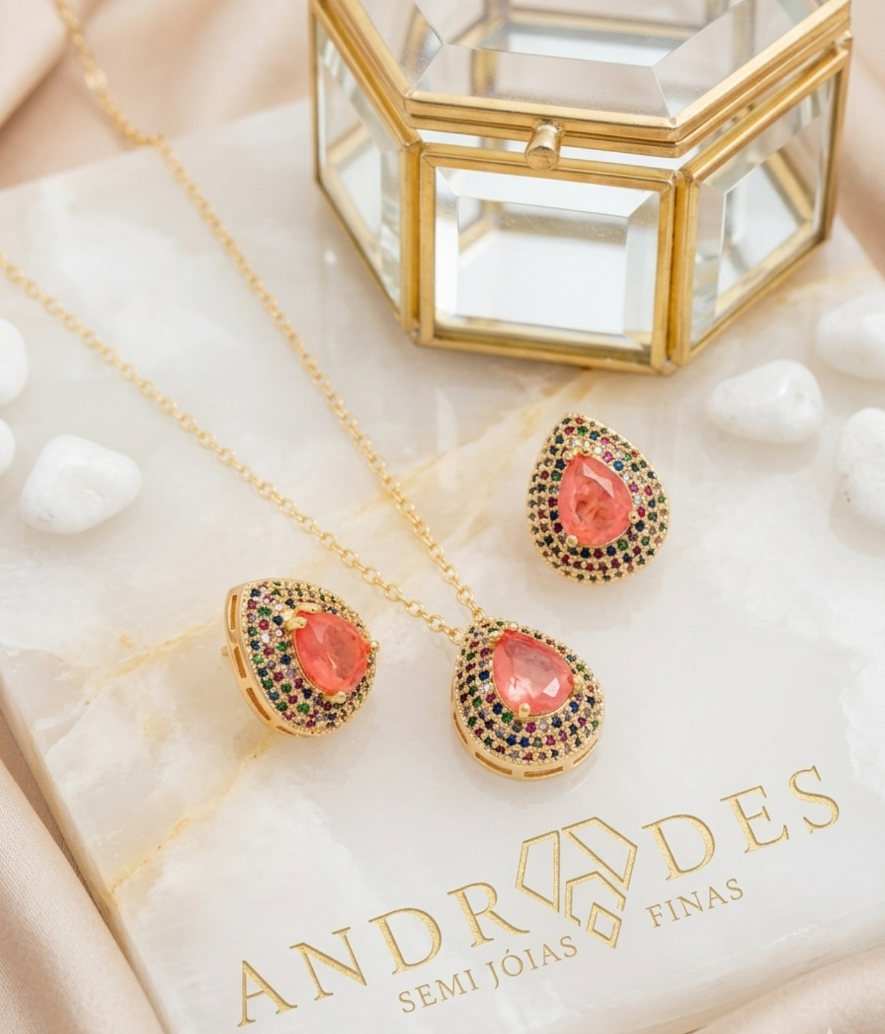 Conjunto Gota Rosé com Zircônias
